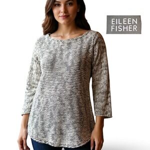 EILEEN FISHER Knit‎ Top Organic Cotton Linen Women's Small Cottagecore Lagenlook